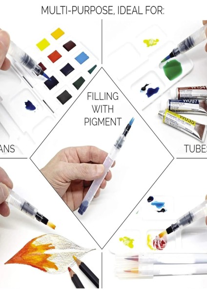 Su Hazneli Fırça Seti 3 Adet Fiber Uçlu Fırçalar ile Kolay Suluboya Uygulama fiyatları