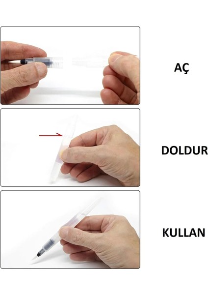 Su Hazneli Fırça Seti 3 Adet Fiber Uçlu Fırçalar ile Kolay Suluboya Uygulama indirimleri