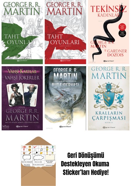 George R. R. Martin 6 Kitap Seti + Okuma Sticker'ları