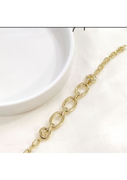 Kadın Gold Kalın Ataç Halka Çelik Bileklik