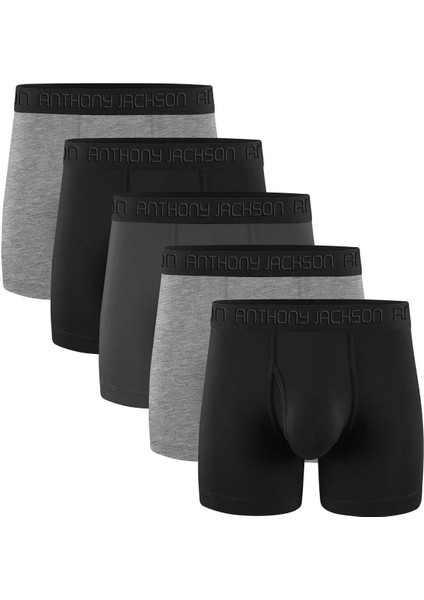 Likralı 5'li Kutu Premium Uzun Paçalı Erkek Boxer Shadowline