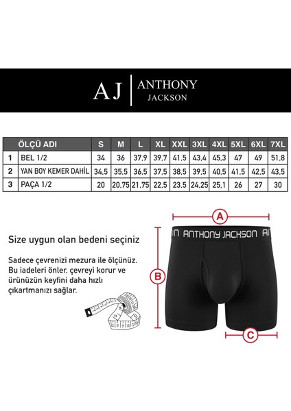 Likralı 5'li Kutu Premium Uzun Paçalı Erkek Boxer Shadowline