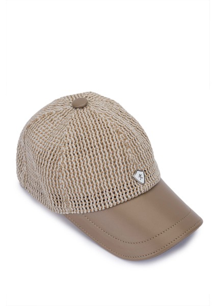 Erkek Deri & Tekstil Bej Hasır Beyzbol Şapka 524 1141 Spk Y25 Bej Hsr/dr