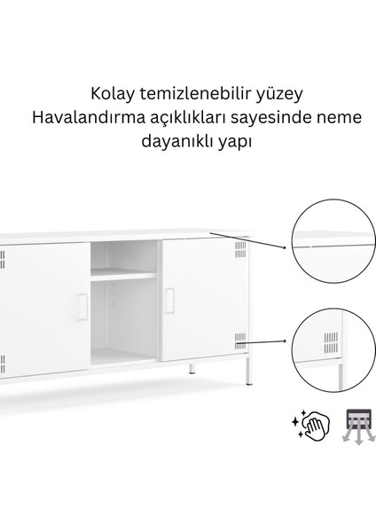 Pera Tv Ünitesi, Tv Dolabı,2 Kapaklı, Açık Raflı 130,50 x 40 x 64,50 cm