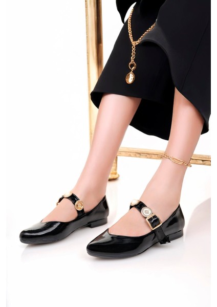 Kadın Babet Paralı Bantlı Kemerli Hafif Rahat Şık Iş Ofis Günlük Ayakkabı