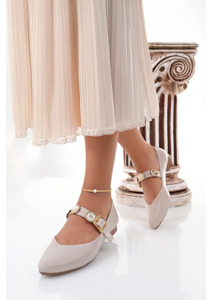 Kadın Babet Paralı Bantlı Kemerli Hafif Rahat Şık Iş Ofis Günlük Ayakkabı