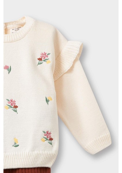 Kız Bebek 2'li Takım Çiçekli Desenli Sweatshirt Tayt F2661A525WN modelleri