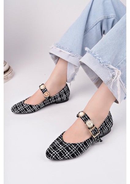 Kadın Babet Paralı Bantlı Kemerli Hafif Rahat Şık Iş Ofis Günlük Ayakkabı