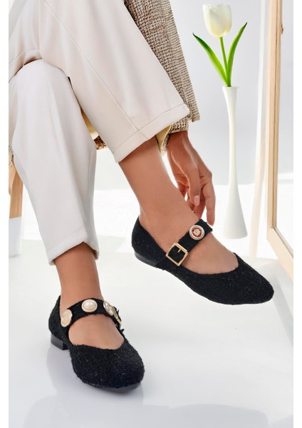 Kadın Babet Paralı Bantlı Kemerli Hafif Rahat Şık Iş Ofis Günlük Ayakkabı