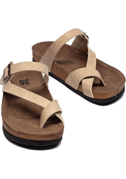 Kadın Taşlı Tokalı Rahat Kalıp Terlik Ortopedik Yürüyüş Terliği