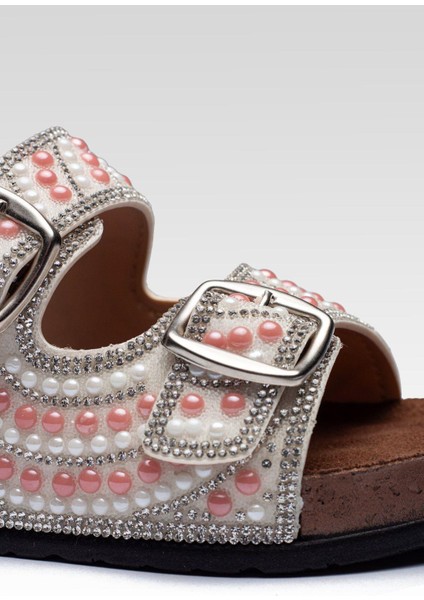 Taşlı Şık Çift Tokalı Tasarım Rahat Ortopedik Terlik