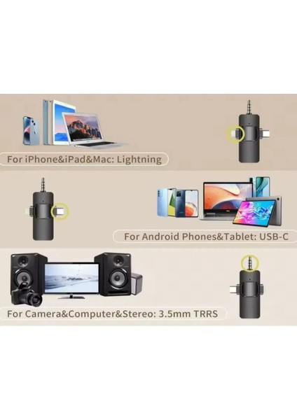 Kablosuz Yaka Mikrofonu Tip-C Android Kamera Iphone Stüdyo Mikrofonu Için Ses Video Canlı Yayın Oyun