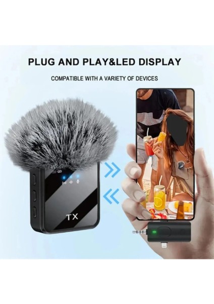 Kablosuz Yaka Mikrofonu Tip-C Android Kamera Iphone Stüdyo Mikrofonu Için Ses Video Canlı Yayın Oyun