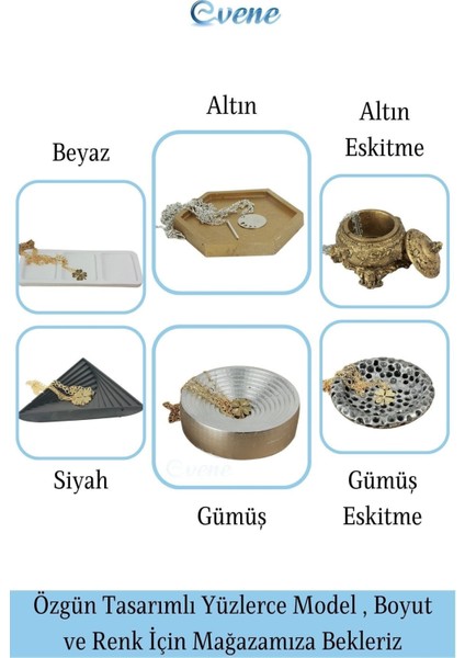 Dekoratif Kase Takı Kutusu Yüzük Kolye Kutusu Mum Tabağı Takı Organizer Model 6