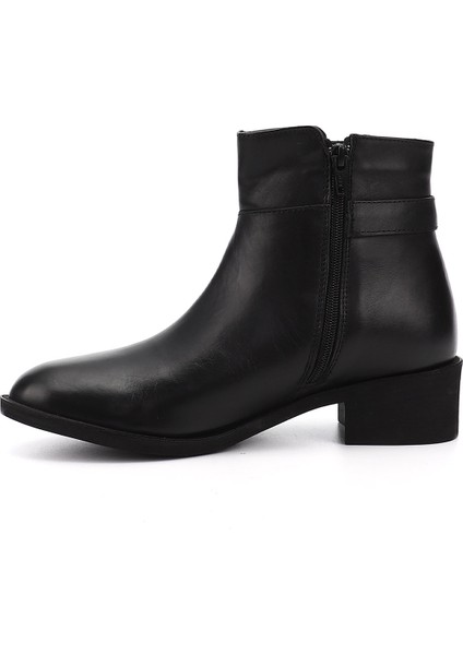 Kadın Siyah Fermuarlı Kalın Topuklu Hakiki Deri Bot fırsatları