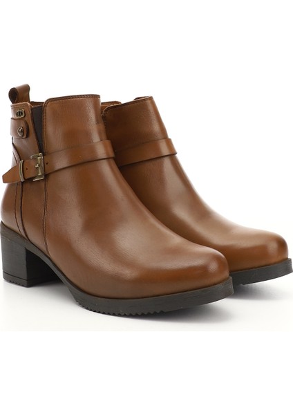 Kadın Taba Antik Fermuarlı Kalın Topuklu Hakiki Deri Bot fiyatları