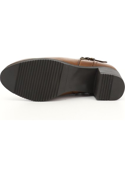 Kadın Taba Antik Fermuarlı Kalın Topuklu Hakiki Deri Bot fırsatları