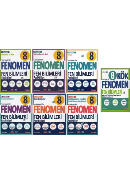 Fenomen 8.sınıf Fen Fasikülleri+Fenomen Kök Fen Bilimleri (7 Kitap)