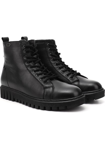 Kadın Siyah Fermuarlı Kauçuk Taban Hakiki Deri Postal Bot modelleri