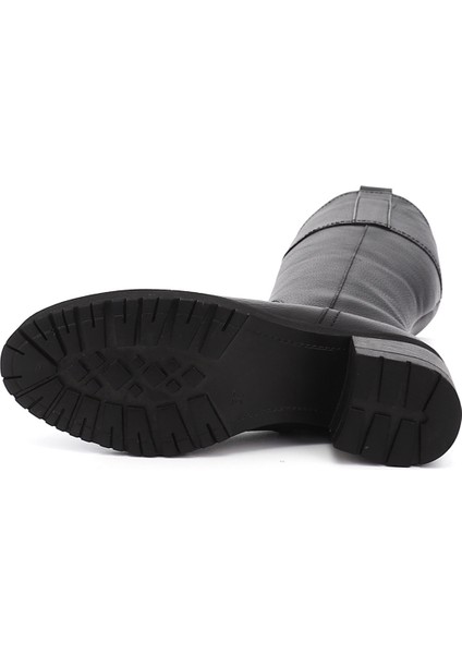 Kadın Siyah Fermuarlı Kalın Topuklu Hakiki Deri Çizme indirimleri