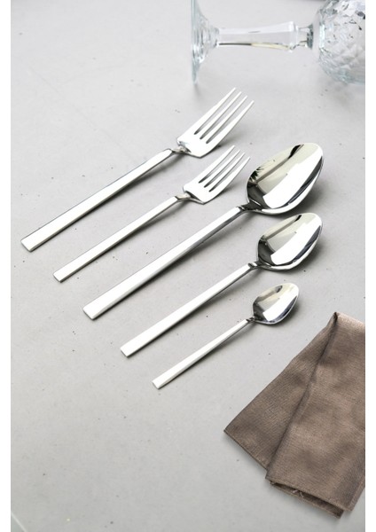 Doğa Yemek - Tatlı Çatal Kaşık ve Çay Kaşık Takımı 12 Kişilik 60 Parça