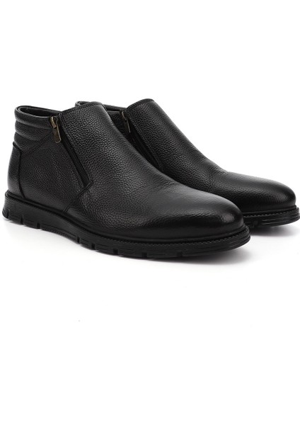 Erkek Siyah Fermuarlı Kauçuk Taban Hakiki Deri Bot modelleri