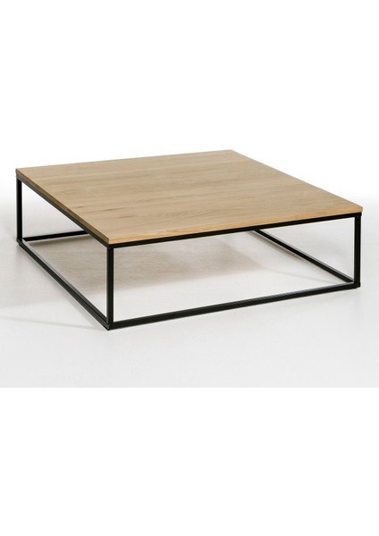 Gree Siyah Metal Ahşap Kare Orta Sehpa