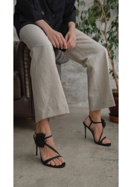 Watson Siyah Saten Topuklu Ayakkabı