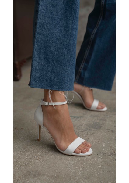 Yolette Beyaz Hakiki Deri Topuklu Ayakkabı modelleri