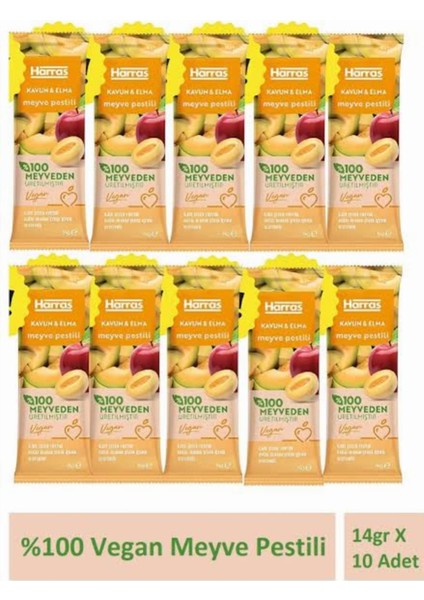 Harras Vegan Meyve Pestili Kavun ve Elma 14GR x 10 Adet
