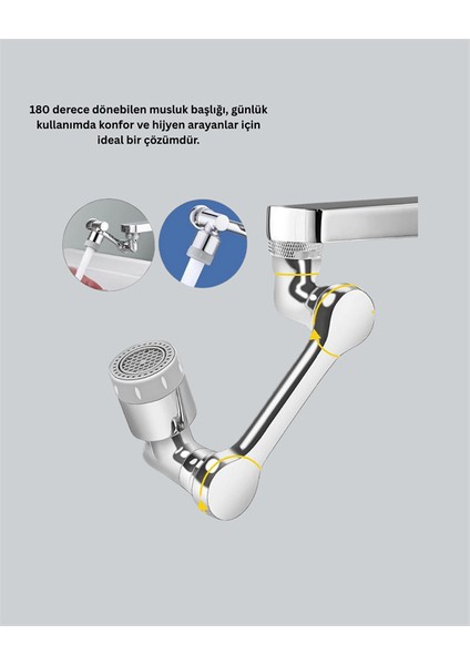 Çift Su Akış Modlu Musluk Başlığı - 360° + 720° Tam Dönebilen 3 Kollu Yapı fiyatları