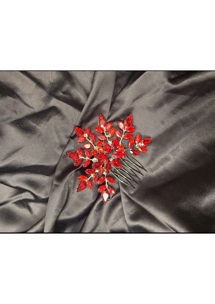 Abiye Taşlı Büyük Swarovski Gelin Nişan Toka Gelin Tacı Yaprak Desenli Çicek