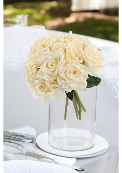 10'lu Lüks Gül Demeti, 25 cm, Krem Bej, Doğal ve Şık Çiçek Takımı fiyatları