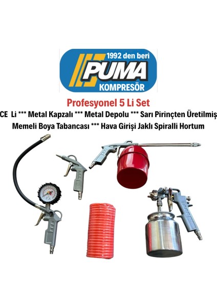 100 Litre. 2 Hp 220 Volt 8 Bar Pistonlu Kompresör 5 Li Hava Setli modelleri