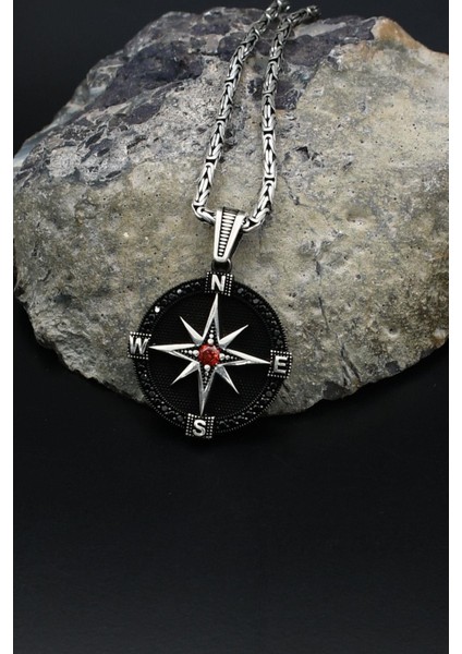 Kutup Yıldızlı Pusula 925 Ayar Gümüş Kolye Kral Zincir 2mm 902157 fiyatları