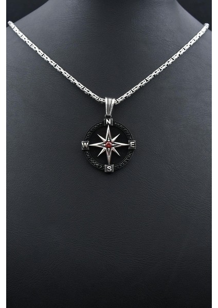 Kutup Yıldızlı Pusula 925 Ayar Gümüş Kolye Kral Zincir 2mm 902157 fırsatları