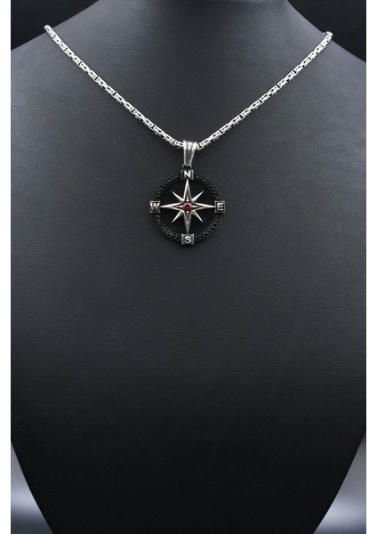 Kutup Yıldızlı Pusula 925 Ayar Gümüş Kolye Kral Zincir 2mm 902157 indirimleri