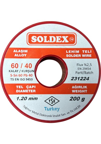 Lehim Teli 200GR 60 Kalay 40 Kurşun 1.20MM fiyatları