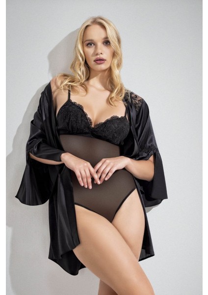 Siyah 3lü Takım Bodysuit ve Şortlu Gecelik fırsatları