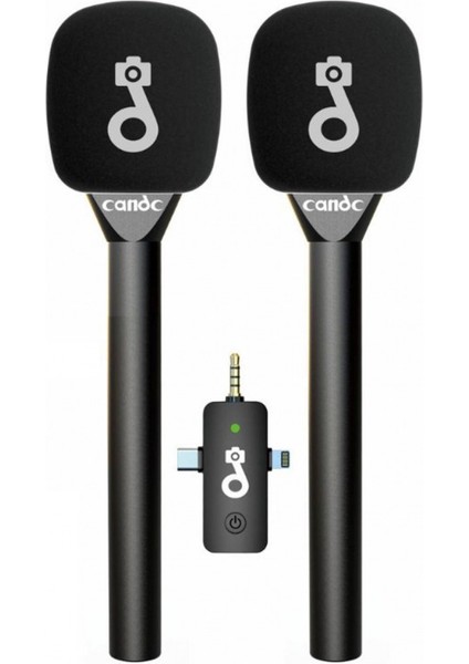 Kablosuz El Ve Yaka Mikrofon Sistemi – 2 Verici 1 Alıcı, 2.4ghz Sinyal, 50m Menzil, Tak-Çalıştır, Dslr/Telefon Uyumlu, Röportaj Ve Canlı Yayın Için Profesyonel Candc 2tx