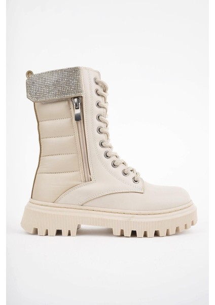 Kız Çocuk Cilt Paraşüt Taş Detaylı Cırtlı Fermuarlı Kaymaz Taban Postal Bot