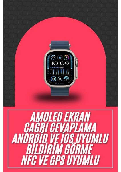 49MM Akıllı Saat Amoled Ekranlı Kadın Erkek Kol Saati Plastik Kordon