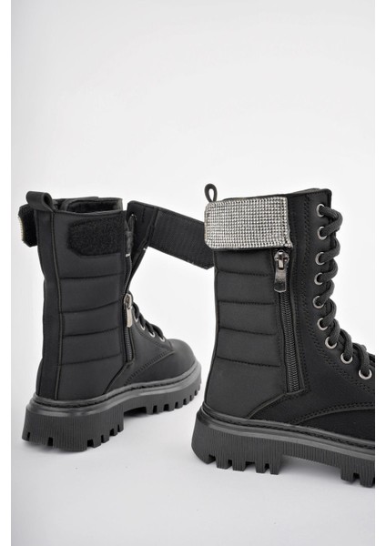 Kız Çocuk Cilt Paraşüt Taş Detaylı Cırtlı Fermuarlı Kaymaz Taban Postal Bot modelleri