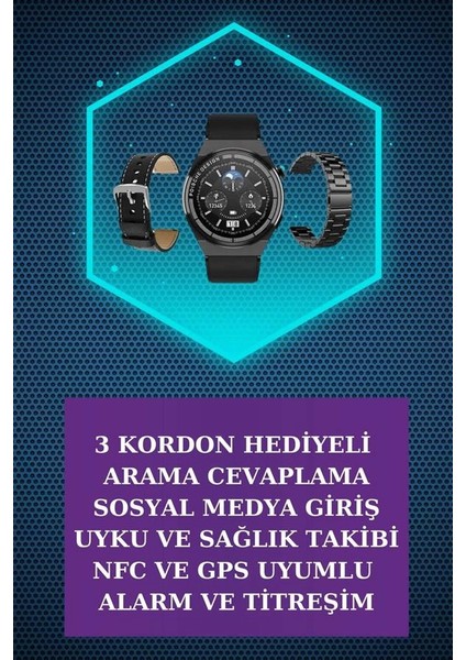Kulak Içi Kablosuz Bluetooth Kulaklık ve Nfc ve Gps Özellikli Akıllı Saat Alarm ve Titreşim