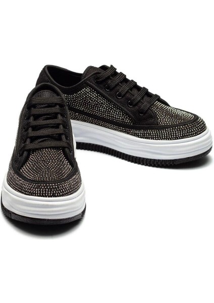 Kadın Yüksek Tabanlı Bağcıklı Spor Ayakkabı Konforlu Bez Malzeme ile modelleri