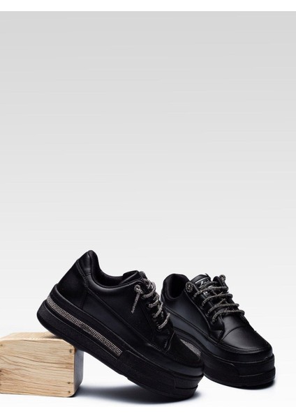 Kadın Günlük Yüksek Taban Taşlı Rahat Kalıp Yürüyüş ve Ortopedik Spor Ayakkabı