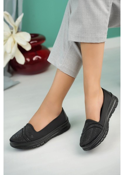 Kadın Ortopedik Anatomik Taban Kaymaz Ayakkabı Düz Topuklu Suni Deri Siyah fiyatları