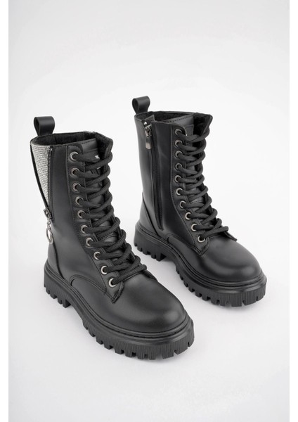 Kız Çocuk Cilt Taş Fermuar Detaylı Fermuarlı Kaymaz Taban Postal Bot fiyatları