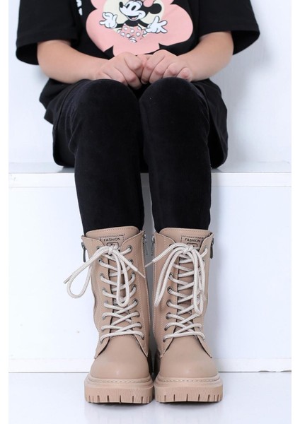 Kız Çocuk Bej Yanı Fermuar Detaylı Bağcıklı ve Fermuarlı Bot fırsatları