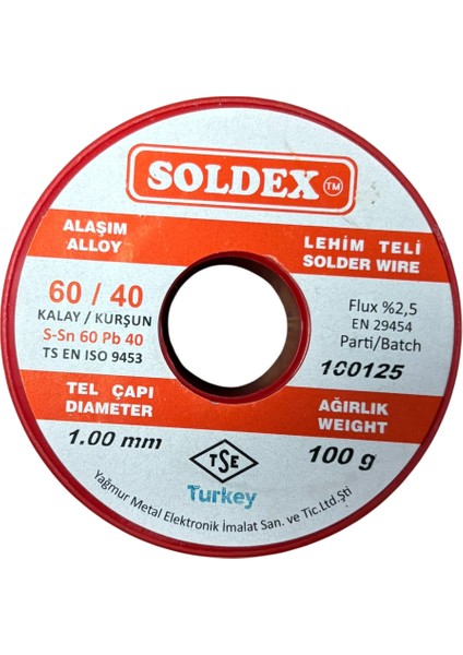 Lehim Teli 100GR 60 Kalay 40 Kurşun 1.20MM fiyatları